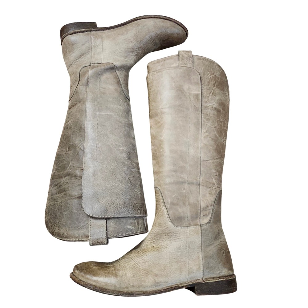 Frye Paige 9.5B‎ Burnished Gray tall leather riding boots equestrian 77535 boho